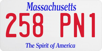 MA license plate 258PN1