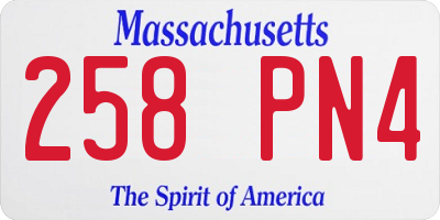 MA license plate 258PN4