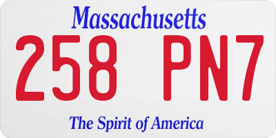 MA license plate 258PN7