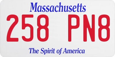 MA license plate 258PN8