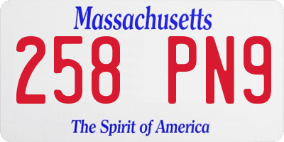 MA license plate 258PN9