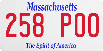 MA license plate 258PO0