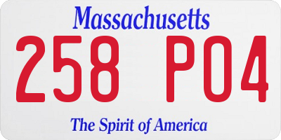 MA license plate 258PO4