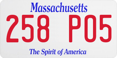 MA license plate 258PO5