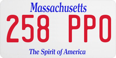 MA license plate 258PP0