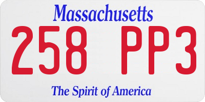 MA license plate 258PP3