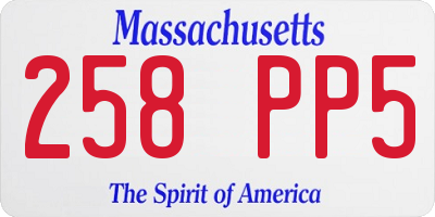 MA license plate 258PP5