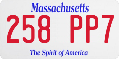 MA license plate 258PP7
