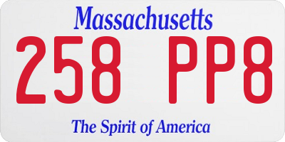 MA license plate 258PP8
