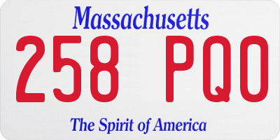 MA license plate 258PQ0