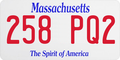 MA license plate 258PQ2