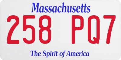 MA license plate 258PQ7