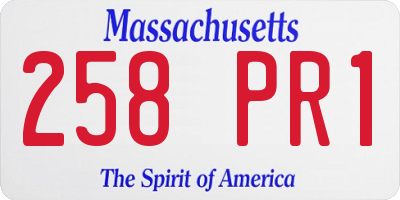 MA license plate 258PR1