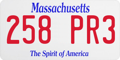 MA license plate 258PR3