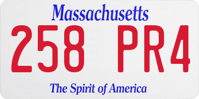 MA license plate 258PR4