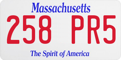 MA license plate 258PR5