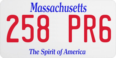 MA license plate 258PR6