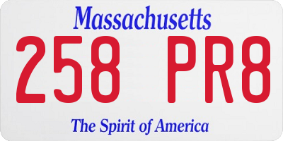 MA license plate 258PR8