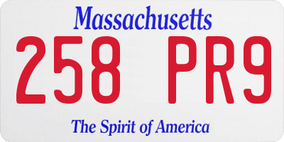 MA license plate 258PR9