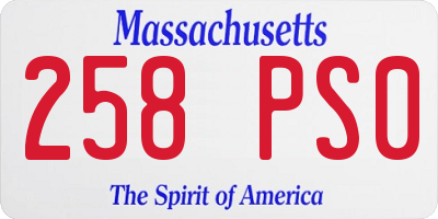 MA license plate 258PS0