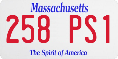 MA license plate 258PS1