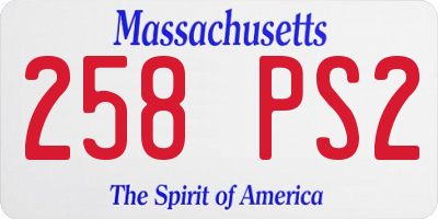 MA license plate 258PS2