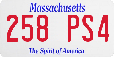 MA license plate 258PS4