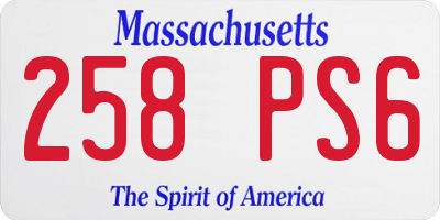 MA license plate 258PS6