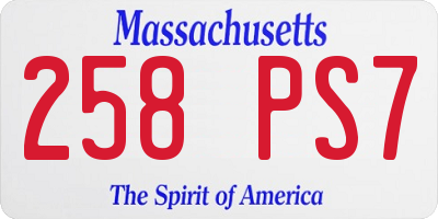 MA license plate 258PS7