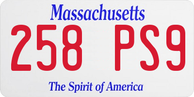 MA license plate 258PS9