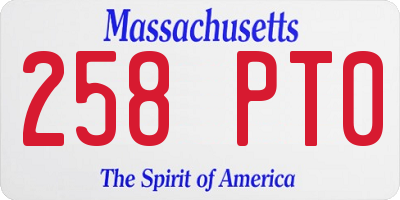 MA license plate 258PT0