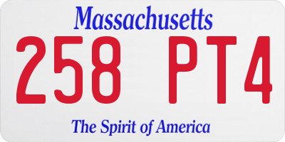 MA license plate 258PT4