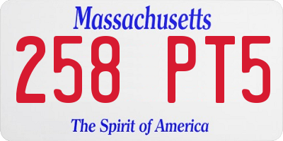 MA license plate 258PT5