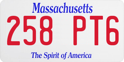 MA license plate 258PT6