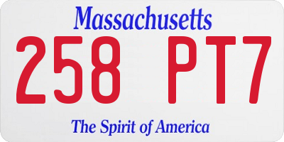 MA license plate 258PT7