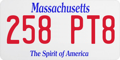 MA license plate 258PT8