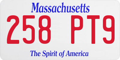 MA license plate 258PT9