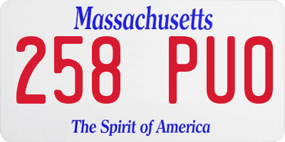 MA license plate 258PU0