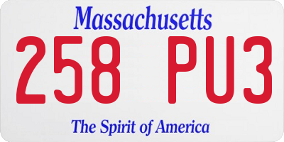 MA license plate 258PU3