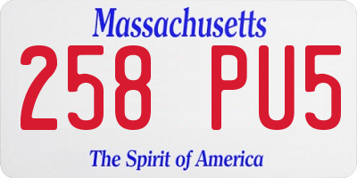 MA license plate 258PU5