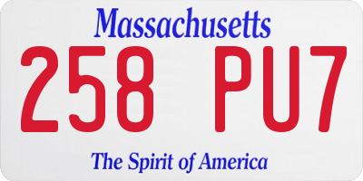MA license plate 258PU7
