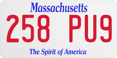 MA license plate 258PU9