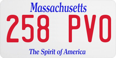 MA license plate 258PV0