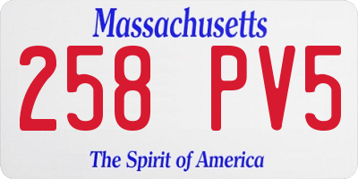 MA license plate 258PV5