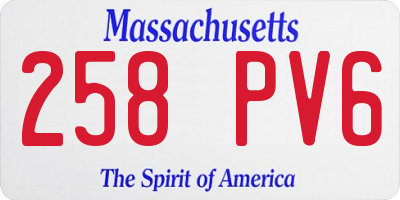 MA license plate 258PV6