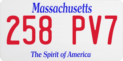 MA license plate 258PV7