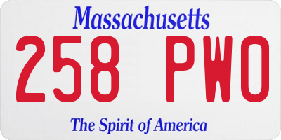 MA license plate 258PW0