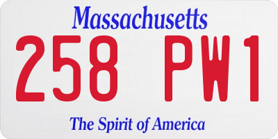 MA license plate 258PW1