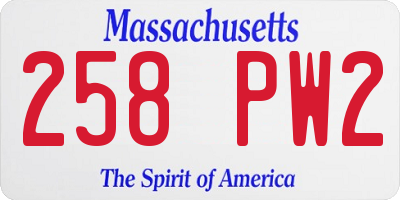 MA license plate 258PW2