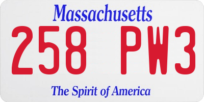 MA license plate 258PW3